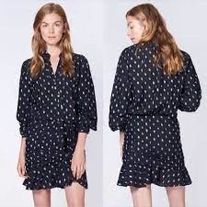 Veronica Beard Black Mini Dress with Tiny White Print